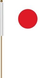 Japan Large 12 X 18 Inch Country Stick Flag Banner on a 2 Foot Wooden Stick .. Polyester ... New