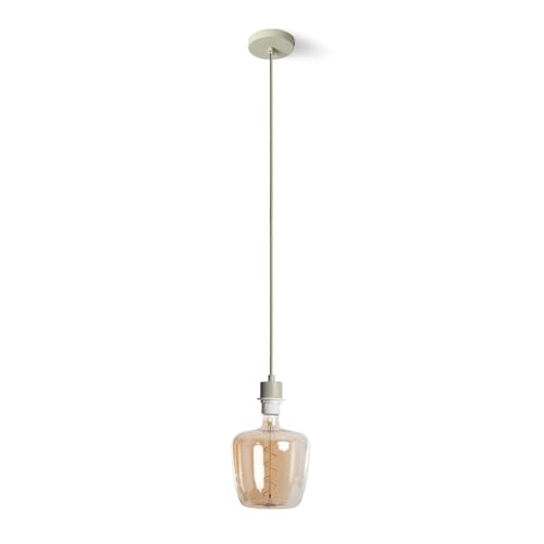 LEDKIA LIGHTING Lampada a Sospensione con Cavo Tessile Verde Verde Cachi E27
