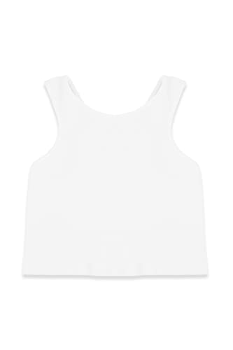 Kurve Premium Girls Seamless Supersoft Sleeveless Crop Tank Top - Stretchy Bra, UV UPF 50+ (Made in USA), White, 4 Years-8 Years
