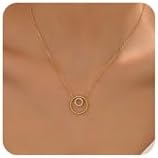 18K Gold Plated Simulated Diamond Pendant Necklaces for Women Dainty Gold Circle Cubic Zirconia Star Station Choker Necklace Trendy Non Tarnish Wedding Prom Brides Jewelry Gifts