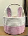 Easter Baskets for Kids, Pink Large Woven Rope Bunny Personalized Easter Basket Empty with Handle, Basket Name Tag, Baby Egg Easter Baskets for Girls, Boys, Toddler, Babies, Infant, Easter Gifts