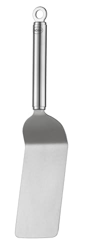 RÖSLE Sandwich-Palette gekröpft, Hochwertiger Edelstahlwender mit Rundgriff und Aufhängeöse, Edelstahl 18/10, 32 cm, Silber, Silberfarben