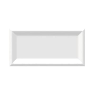 Tenedos Excelsior White Reverse Beveled Ceramic Subway Wall Tile 3x6 Glossy, Kitchen Backsplash, Bathroom Shower, Wall Accent, 10 Sq.Ft Box, Easy Install