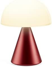 Lexon Mina L Mushroom Lamp - 9 LED Color Table Lamp for Bedrooms, Living Room & Office - Cordless, Rechargeable with 24h Light & Dimmer, Aluminum, Large - Dark Red