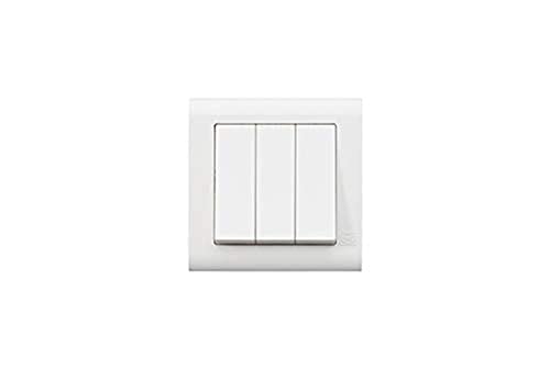 MK Essentials 10AX 3G 2WAY Switch - Wide Rocker, White