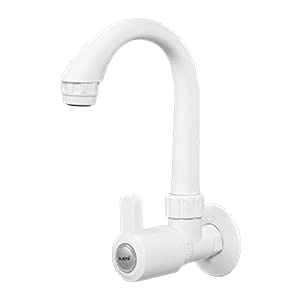 PLASTO Comfort Series Sink Cock with Flange for Kitchen, Bathroom Wash Basins, White, Pack of (1)