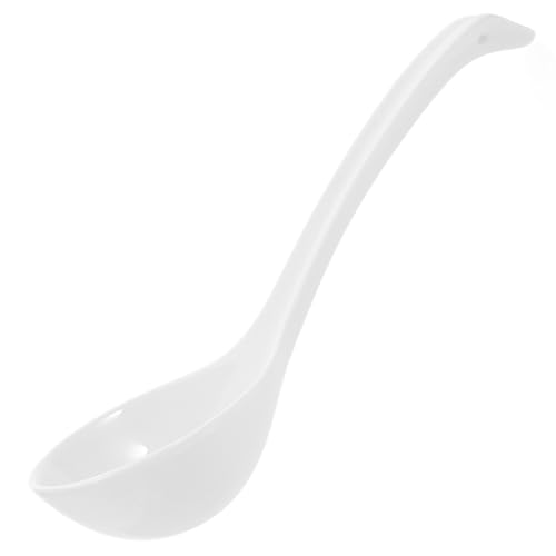 iplusmile Cucharón De Sopa De Cerámica Blanca 10.6 Pulgadas Reutilizable Para Lavavajillas y Microondas Adecuado Para Servir Ramen Wonton y Sopas Asiáticas