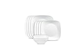 C@relle Pure White Square Glass Dinnerware Set (Service for 4), Corelle (12 Pices Set)