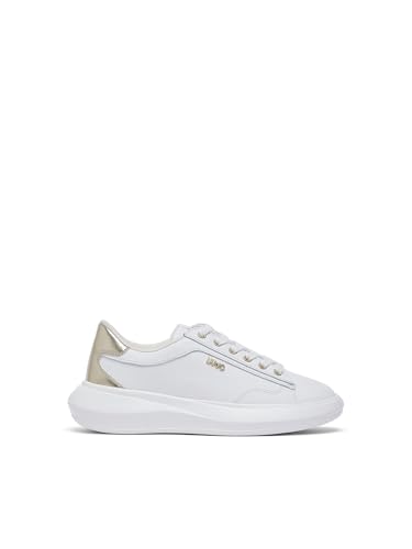 Liu Jo BA6069 Casper 01 White damskie buty sportowe z białą skórą na koturnie, Kolor biały, 36 EU