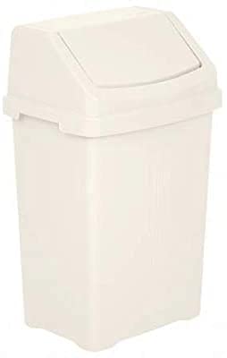 HOMION 50l Plastic swing bin waste rubbish flip top lid recycling Containers dustbin for Kitchen, Home, Garden, Garage, Office, caravan, campervan & outdoors (SOFT CREAM) — image 1