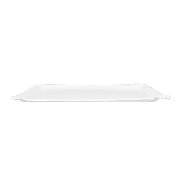 100 Bandeja de Cartón Blanca 24×30 cm | Rectangular Compacta | Resistente al Aceite y Calor | Ideal para Degustaciones y Catering | Pack de 100 Unidades