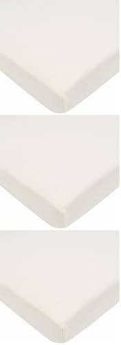 Image of American Baby Company 100% Natural Cotton Value Jersey Knit Fitted Portable /Mini-Crib Sheet, Ivory, Soft Breathable, for Boys and Girls (Pack of 3)