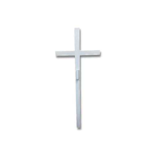 Woodhaven Large Memorial Cross - Perfect For Outdoor And Memorial Sites - Steel Grave Marker White Powder Coat Finish - Headstone Replacement - Made In The USA