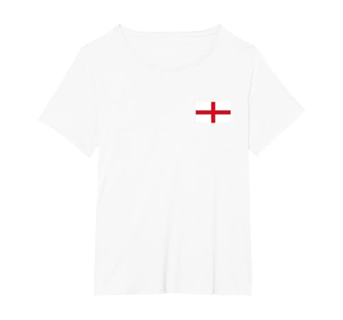 England Flag Saint George's Cross English T-Shirt, Women's Plus, White, 6X