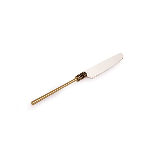 Image of ExclusiveLane 'Graceful Enigma' Stainless Steel & Brass Handcrafted Butter Knife Spreader for Dining Table (Silver & Bronze, 6 Pieces),(L x W x H) = (9.8 x 0.9 x 0.5) Inch,EL-005-1331