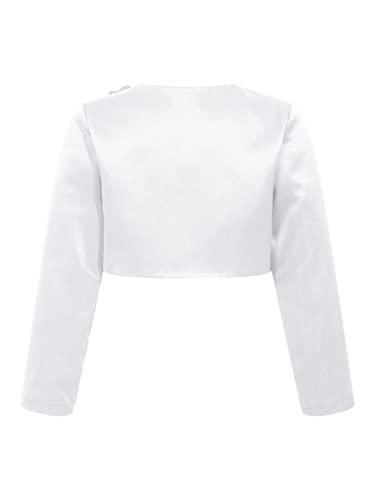 Sholeno Kids Girls Flower Satin Cardigan Long Sleeve Open Front Bolero Shrug Wedding Party Cape Wrap2