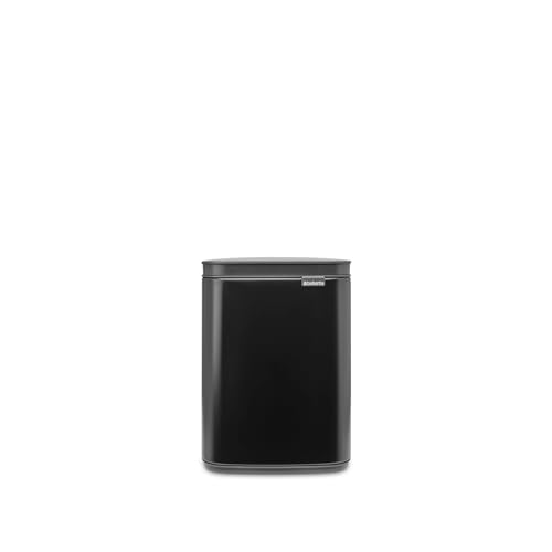Brabantia - Bo Waste Bin 4L - Small & Stylish Rubbish Bin - Easy Open and Soft Closing Lid - Hygienic & Space Efficient - Wall Mountable - for Bathroom, Toilet, Bedroom - Matt Black