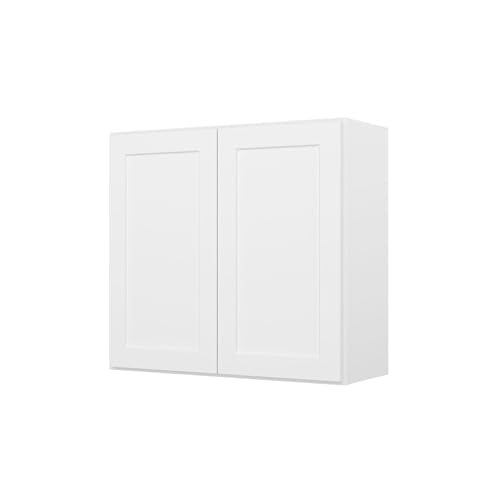 Image of Furinno Shaker Wall Kitchen Cabinet 2-Doors 2-Shelves, Ready to Assemble, 12 D x 33 W x 30 H, White
