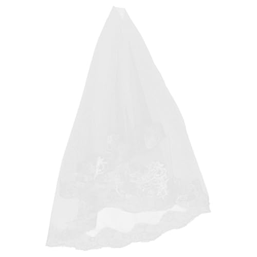 GALPADA Velo de Novia Largo de Encaje Blanco Tul y Gasa para Boda, Accesorio Elegante y Fácil de Llevar Adecuado para Photocall y Fiestas Nupciales