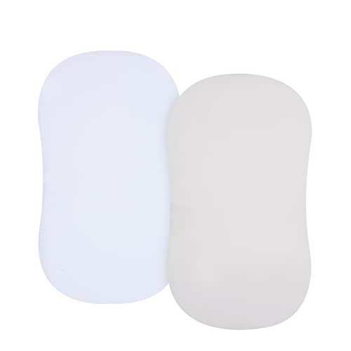 Image of PHF Soft Bassinet Sheets, 2 Pack Silky Comfy Breathable Cradle Sheets for Baby Boys Girls, Univeral Fit for Most Cradle and Bassinet Mattress, White & Light Grey