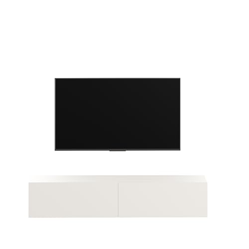 Image of Burlyworth Engineered Wood Jiva Tv Unit Cabinet for Living Room, Wall Mounted & Hanging TV Stand with Door, Set Top Box Stand Rack Shelf, Modern Tv Console, LED Showcase Panel (White Finish)
