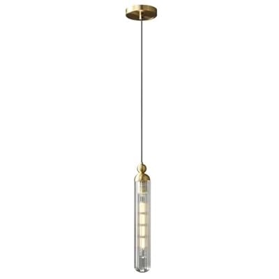 Modern Gold Pendant Light Fixture for Kitchen Island, Adjustable Hanging Lamp with Glass Shade for Dining Room, Bedroom, Hallway, Bar, Shop - Brushed Brass Finish.