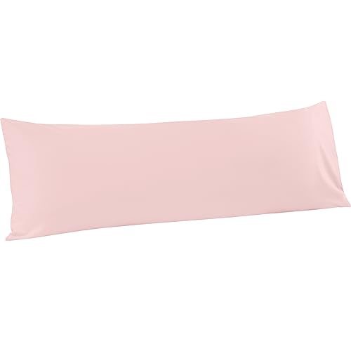 FLXXIE Body Pillow Cover - Super Soft Microfiber 20x54 Body Pillow Case - Envelope Closure, Wrinkle, Stain Resistant Blush Pink Body Pillowcase, 20x54, Blush Pink