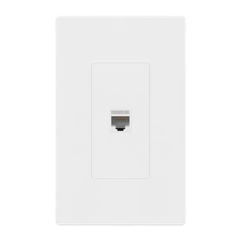 ENERLITES Port Screwless Wall Plate with CAT6 RJ45 Keystone Jack Module, for Voice/Data & Audio/Video Multimedia, Standard Size 1-Gang 4.69" x 2.93", SI8871C-W, White Cover