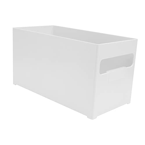 TOVINANNA Plastic Storage Box Handle Large White Stacking Container Home Items Holder for Kitchen