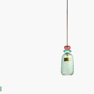 Suspension LED en verre coloré vert D avec éclairage blanc froid ZHEN0240413