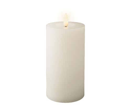 Lumineo LED Kerze White weiß aus Wachs Ø 7 cm Höhe 15 cm warmweiß...
