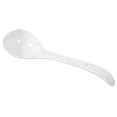 Hemobllo Cucchiaio Da Minestra Grande in Ceramica Bianca, Paletta a Manico Lungo Per Uso Domestico e Ristorante, Superficie Liscia e Facile Da Pulire, Utensile Multiuso Per Zuppa e Dessert