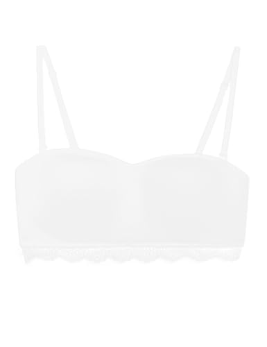 Image of Marks & Spencer Cotton & Lace Non Wired Bandeau First Bra AA-D