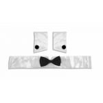 HENBRANDTU36365 Men's Strip-Teaser Cuff and Bow Ties Set, White,One Size,630
