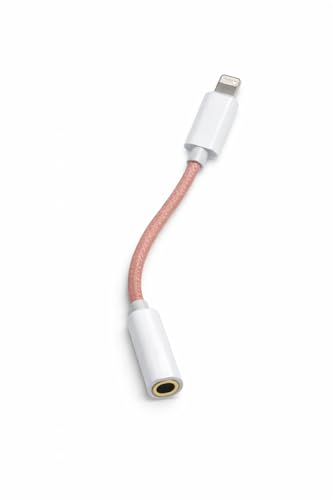 Image of Q- CONNECT Lightning to 3.5 mm Adapter, Braided Cable and Plastic Body, Supports Both Mic & Audio, Compatible with iPhone 14 | 13 | 12 | 11 | XS | X | 8 | 7 | 6 | 5 (Red)