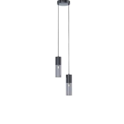 Lampe suspendue de salon en fer et verre fumé pour éviter l'éblouissement