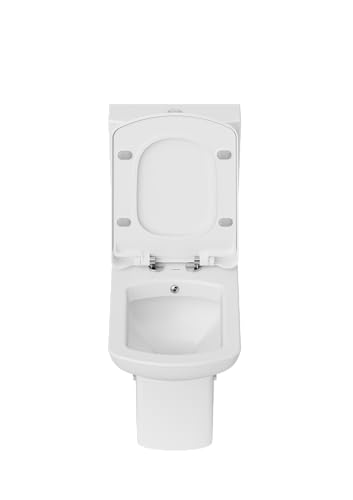 Creavit WC Standtoilette | Duowasserspülung 4L | Wandnah + Softclose WC-Sitz mit Bidetfunktion