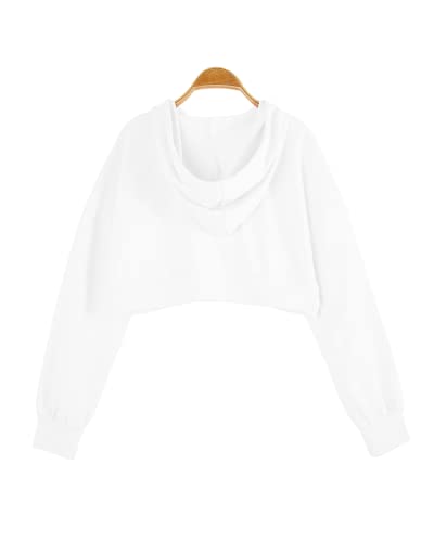 Women Sweat Suits Sets 2 Piece Outfits Lounge Wear Long Sleeve Cropped Hoodie Pullover Sweatshirt Sweatpants Joggers Casual Sweaters Tracksuit White, M #TOP2