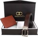 Image of Amicraft Faux Leather Men's Wallet & Belt Combo Set Black Brown Reversible Gift set