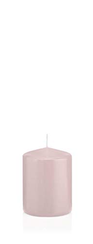 innaGLAS Bougie cylindrique Maeva, Rose Clair, 8cm, Ø6cm, 29h - Made in Germany - Bougie Votive
