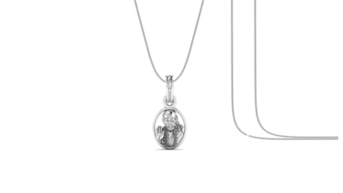 Pendentif argent sterling Sai Baba avec chaîne serpent mixte