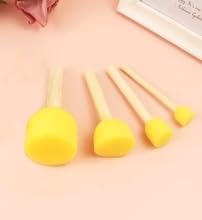 53ARTS 4Pcs Round Stencil Sponge Dabber with Wooden Handle, Foam Brushes Set, Stippler Painting Tools, DIY Arts & Crafts Tool Supplies with Different Sizes (Yellow) 3
