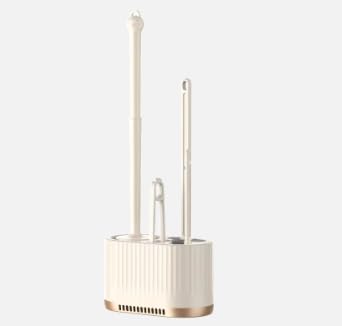 Image of HomeCloud Wall Mounted Silicone Toilet Brush | Soft Bristle Bathroom Cleaning Brush with Holder | Modern Japanese Design | Quick-Drying & Hygienic (Cream)