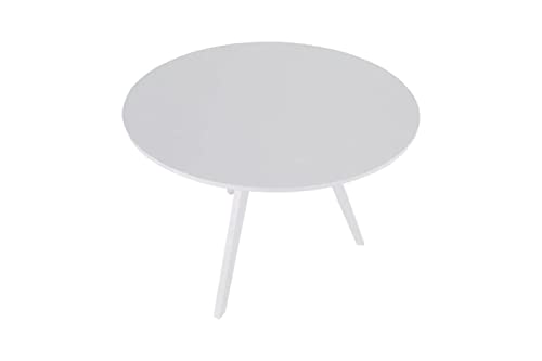 Mesa de Jantar 4 Lugares Branca em Madeira e MDF Redonda Eme Oppa Design - Off White
