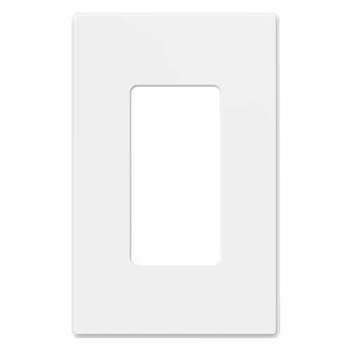 Image of ELEGRP 1-Gang Screwless Decorative Wall Plates, Mid-Size Unbreakable Thermoplastic Faceplate Cover for Decorator Receptacle Outlet Switch, UL Listed (1 Pack, Matte White)