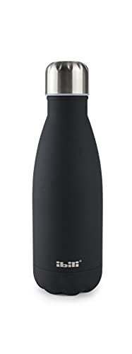 IBILI - Botella termo doble pared black 350 ml, Acero Inoxidable 18/10, Doble pared, Reutilizable