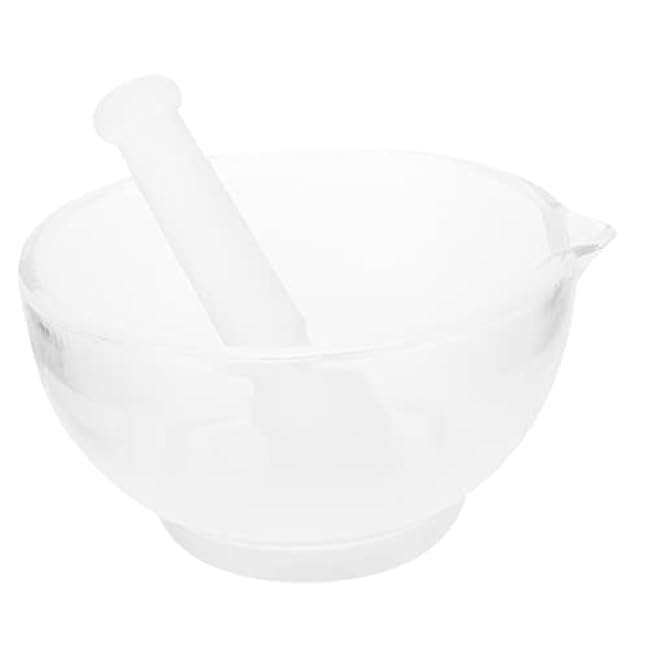 Amosfun Glass Garlic Grinding Bowl Pestle Household Spice Crusher for Seasoning and Medicine Sturdy Kitchen Tool for Easy Grinding and Crushing