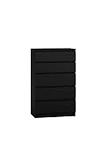 NOXEN Cajonera M5 70, color Negro, muebles de dormitorio, armario, cinco cajones, mesita de noche de almacenamiento para el hogar, sala de estar, pasillo (negro)