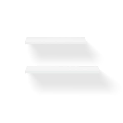 FURNITABLE Estante de Pared, Estante Flotante, 23.5 x 80/100 x 4 cm, Balda de Pared, para Decoración, Exposición de Productos, Cafetería, Blanco Clásico
