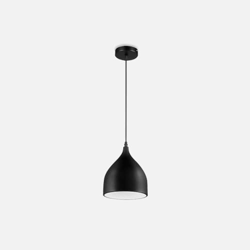 Lustre dôme noir mat suspension LED pour illuminer une entrée sombre